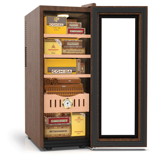 Ecojoy 35L Electric Cigar Humidor for 250 Counts With Cooling & Humidity Control System Spanish Cedar Wood Shelves,Gifts for Men