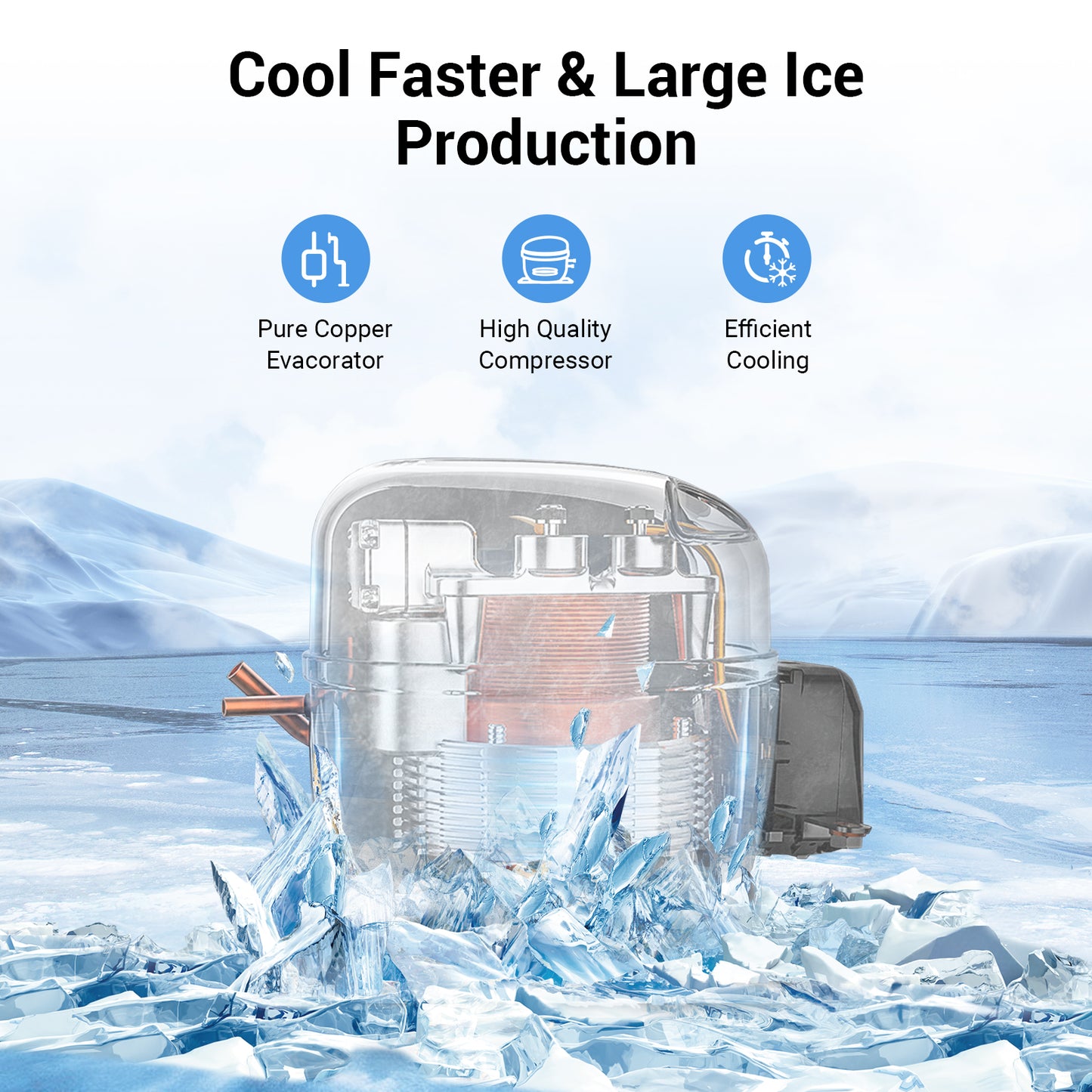 Ecojoy Commercial Ice Maker Machine 550LBS/24H Air-Cooled Ice Machine with Storage Bin