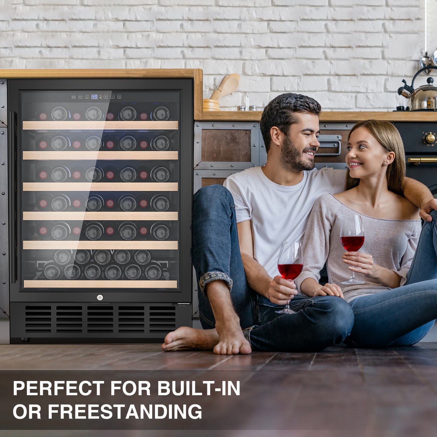 24 inch Wine Cooler Refrigerator, Undercounter Refrigerator Cooler Small Wine Fridge with Single Zone Digital Display for Outdoor, Home Use and Compact Places