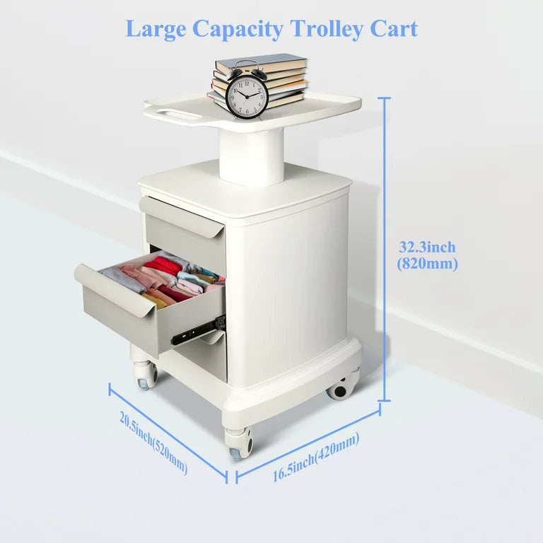 Mobile Trolley Cart, Portable Rolling Cart Medical Cart Trolley Beauty Storage Utility Cart with 110lbs Load, 3 Drawers