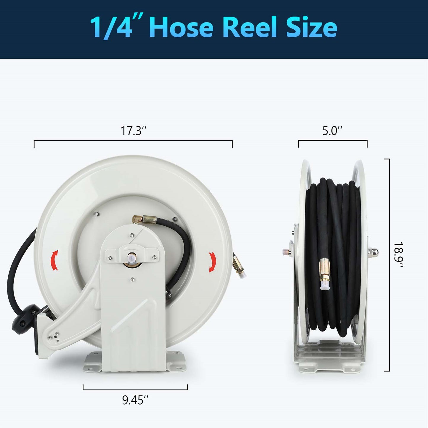 Industrial Premium Retractable 1/4'' x 50 ft 5800PSI Spring Driven Oil Hose Reel