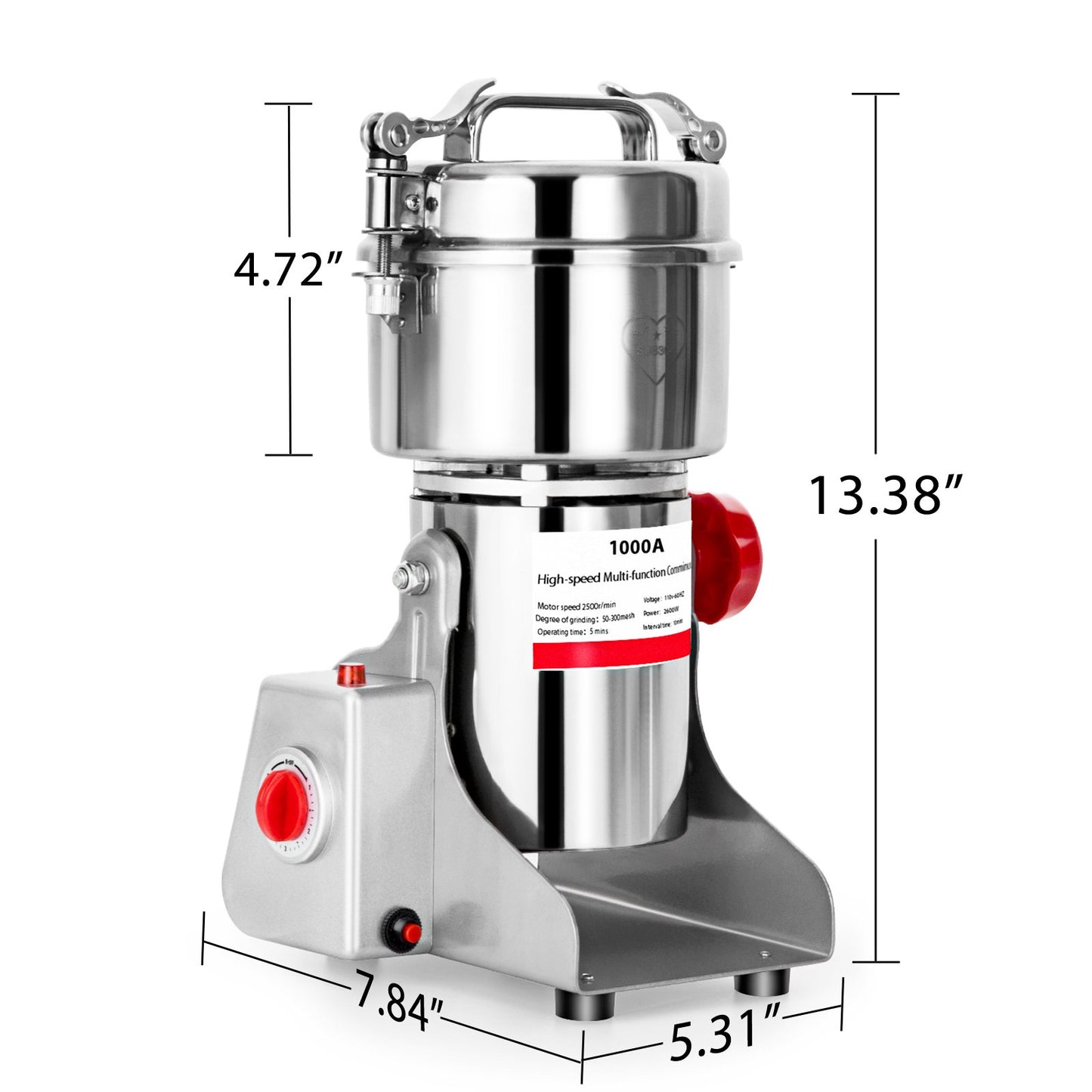 1000g Electric Grain Mill Grinder 2800W Commercial Spice Grinder