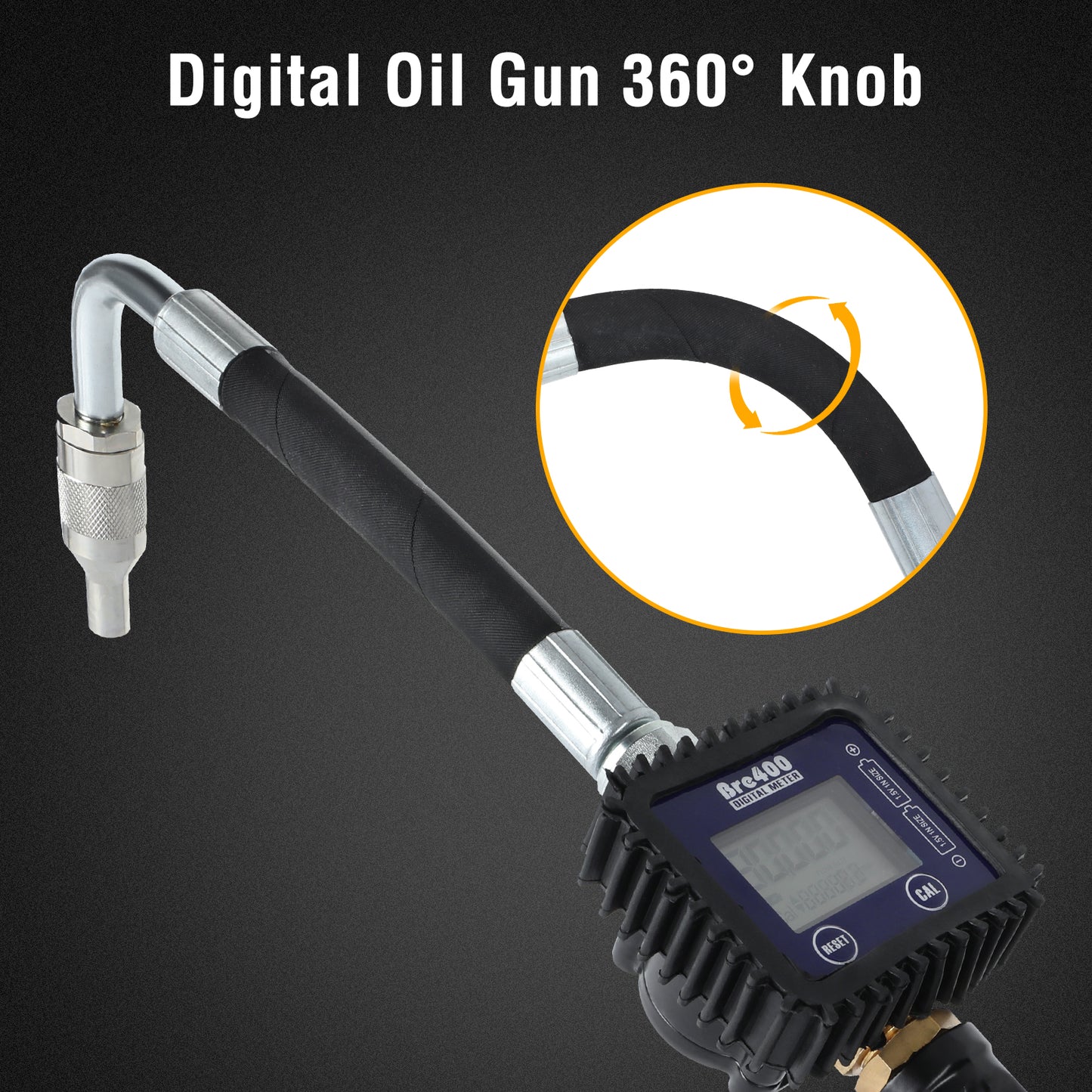 Digital Oil Control Valve Meter Nozzle, Pneumatic Oil Gun with 1/2" NPT Inlet