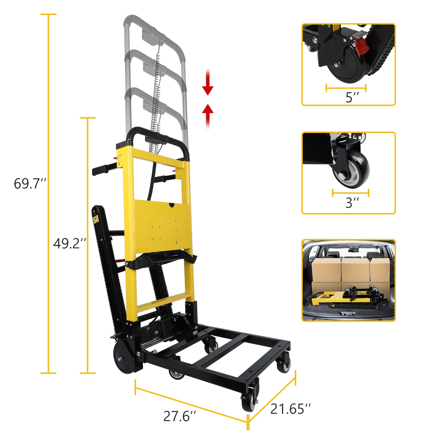 Electric Stair Climbing Hand Truck Folding Warehouse Dolly Cart Max 353lbs Load