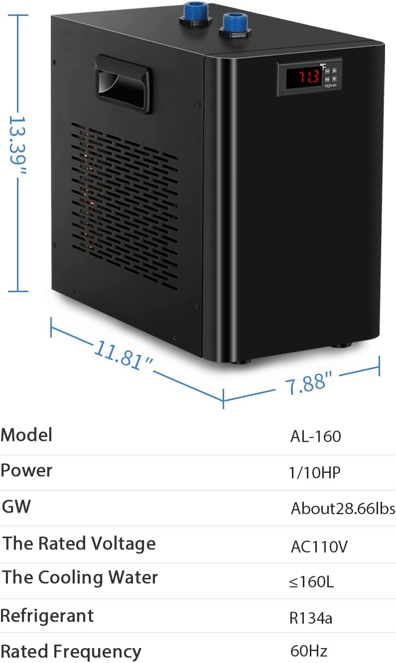 Aquarium Water Chiller 42GAL 1/10HP Fish Tank Water Chiller 160L