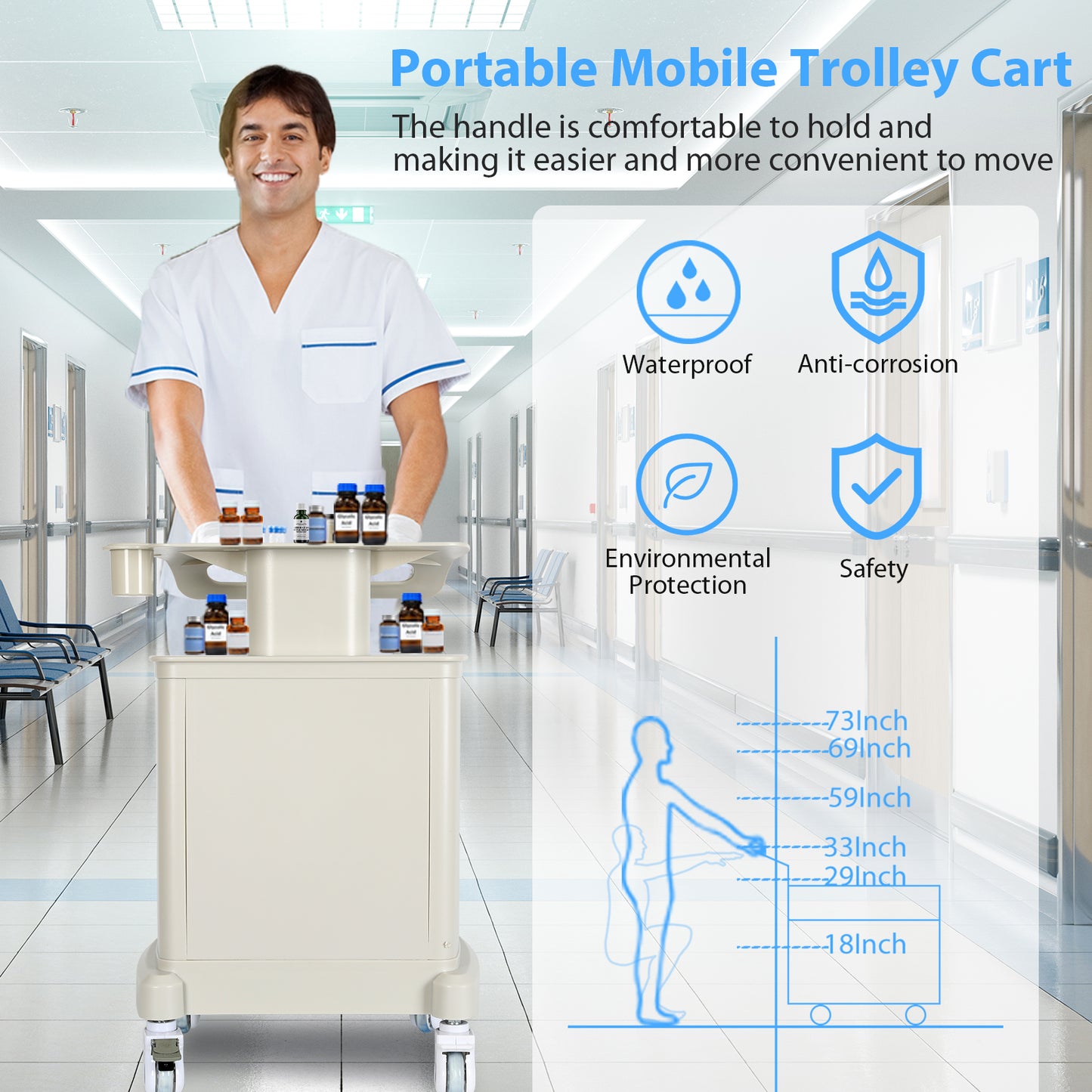 Mobile Ultrasound Cart for Ultrasound Imaging Scanner Hospital Medical Trolley