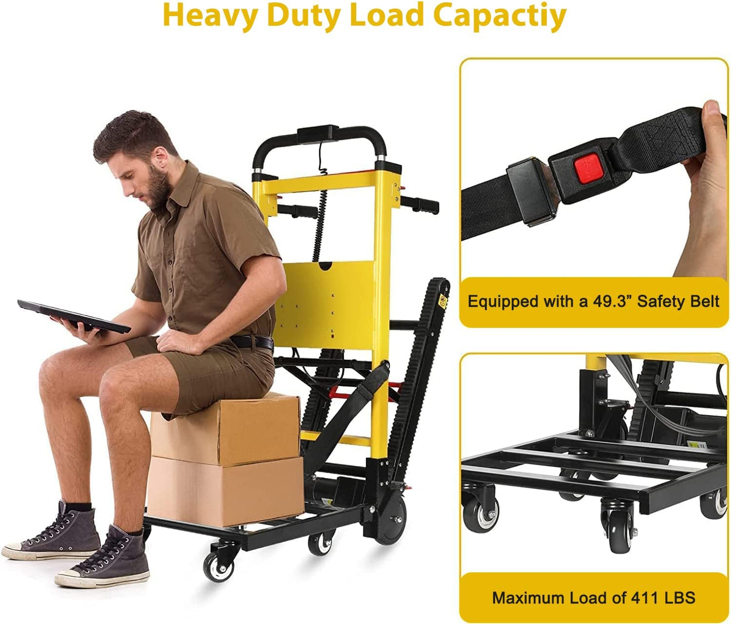 Electric Stair Climbing Hand Trucks Dolly Cart for Moving 441lbs Capacity