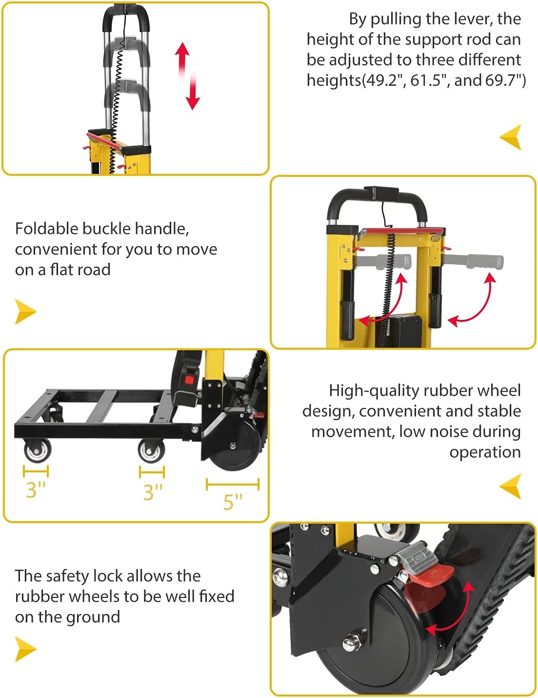 Electric Stair Climbing Hand Trucks Dolly Cart for Moving 441lbs Capacity