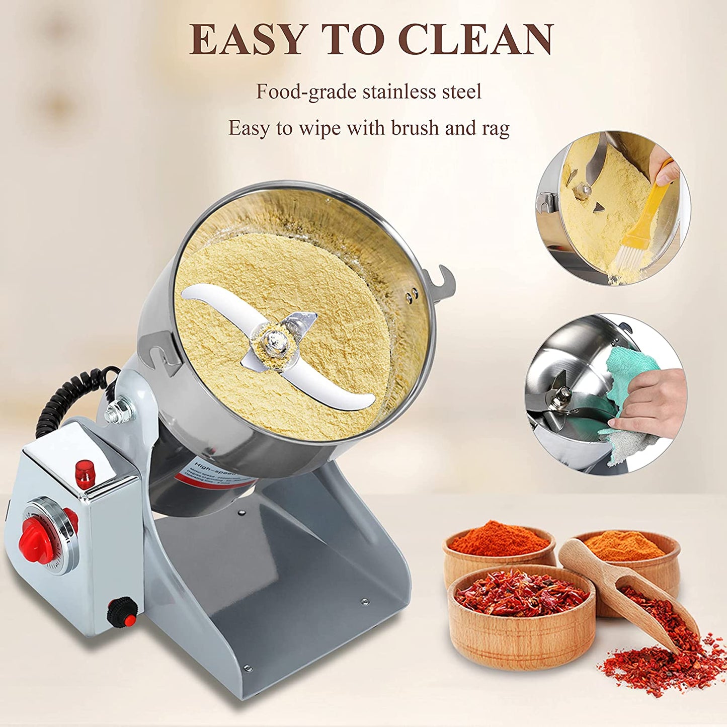 750g Commercial Spice Grinder Electric Grain Mill Grinder 2600W High Speed Pulverizer