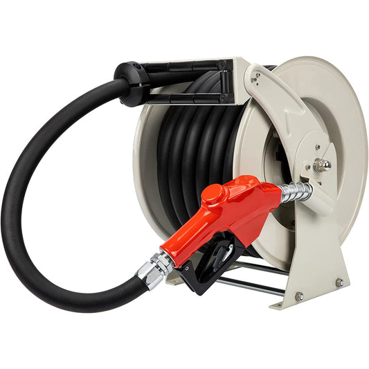 Fuel Hose Reel Retractable 1" x 50' Diesel Hose Reel w/ Automatic Refueling Gun